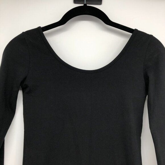 NL Black Long Sleeve Bodycon Scooped Round Neck Mini Dress perfect LBD - Picture 6 of 16